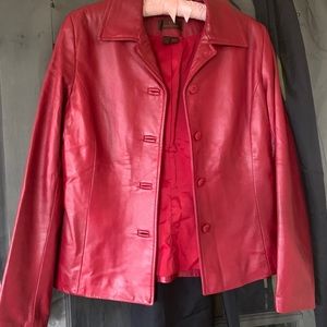 Red leather jacket